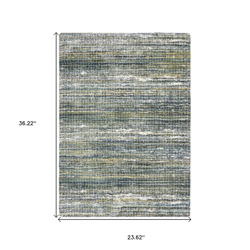 Homeroots 2' X 3' Green And Blue Geometric Distressed Area