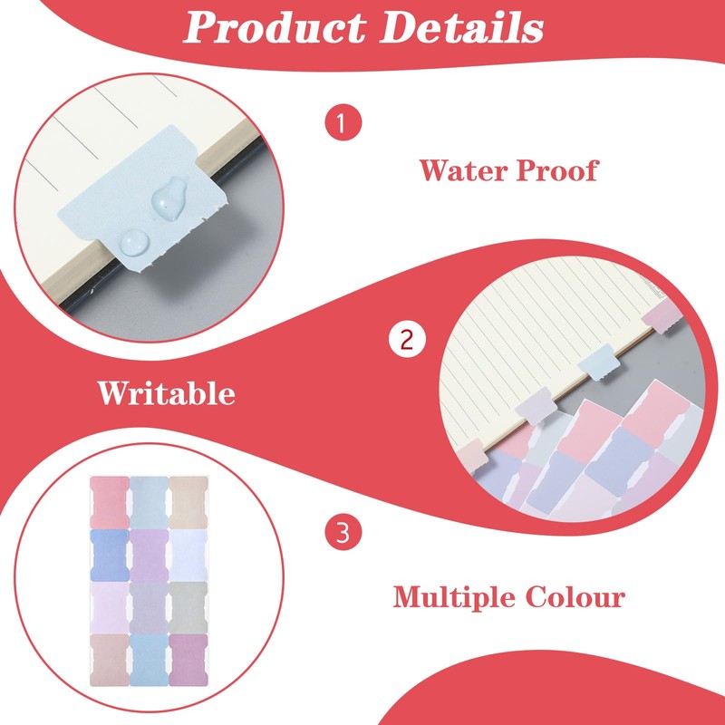 Amabro 180Pcs Sticky Index Tabs Pastel Writable Sticky Tabs Planner