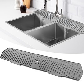30 inch Grey Faucet Sink Guard Splash Mat,Kitchen Faucet Mat,Faucet Drying Mat, Silicone Faucet Mat Splash Guard, Silicone Faucet Water Catcher Mat for Kitchen Bathroom Farmhouse