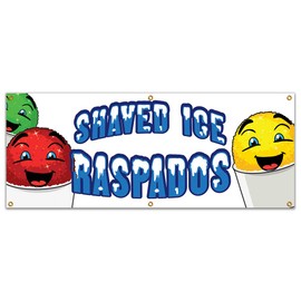 SignMission Shaved Ice Raspados 72" Banner Concession Stand Food Truck Single Sided, Size: 24" X 72"