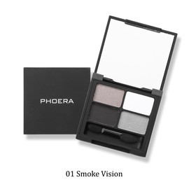PHOERA 4-in-1 Ultimate Shadow Palette – 4 Pigmented Smokey Shades Gunmetal, White, Charcoal Grey & Matte Black for Highlight, Contour, Shade & Line – Quad Eyeshadow (Smoke Vision)