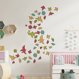 Runtoo Heartstopper Leaves Wall Art Stickers Colorful Plant Leaf Wall Decals for College Dorm Living Room Bedroom Home Décor