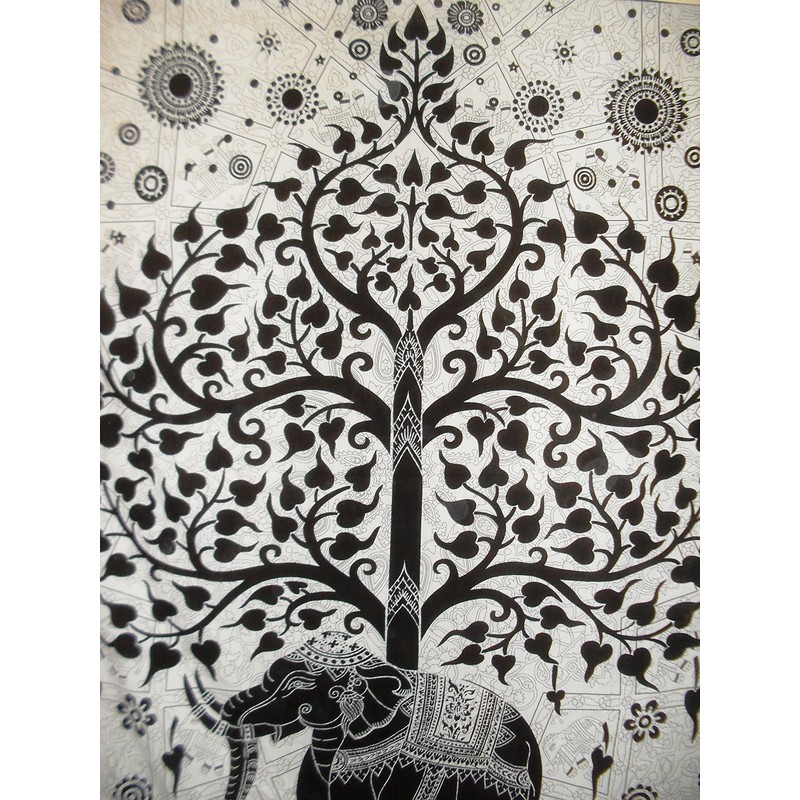 Traditional Jaipur Large Tree Of Life Tapestry, Indian Elephant Wall