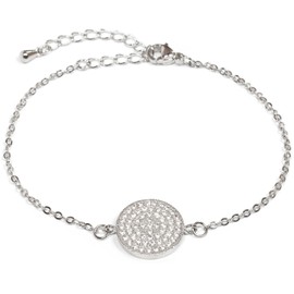 styleBREAKER Women's Bracelet with Round Rhinestone Studded Jewellery Element Anchor Chain Lobster Clasp Jewellery 05040145, Metal