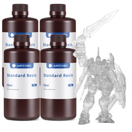ANYCUBIC 3D Printer Resin Bundle, 405nm SLA UV-Curing Resin with High Precision and Quick Curing & Excellent Fluidity for LCD 3D Printing (4Packs*1kg Clear, 4kg in Total)