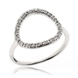 Sovats Women's CZ Open Circle Ring, Sterling Silver, Cubic Zirconia