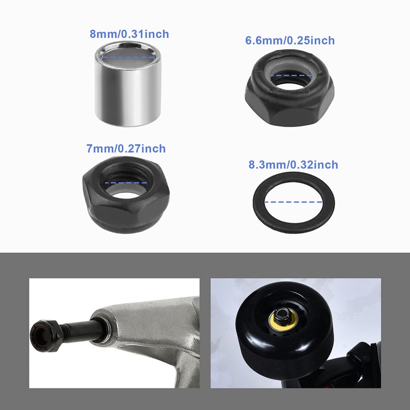 SING F LTD 32pcs Skateboard Hardware Set Speed Washers Socket