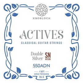 KNOBLOCH STRINGS - Spanish Guitar Strings | 550ADN Actives Double Silver High Voltage 36.5 | Bright Bass, Matized Trebles | Resonant Sound with Clarity | Classical Flamenco String Set