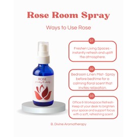 Rose Aromatherapy Room Spray- Soothing, Comforting, Relaxing. Pillow and Room Spray. Organic Rose Oil. Natural Aromatherapy Product.