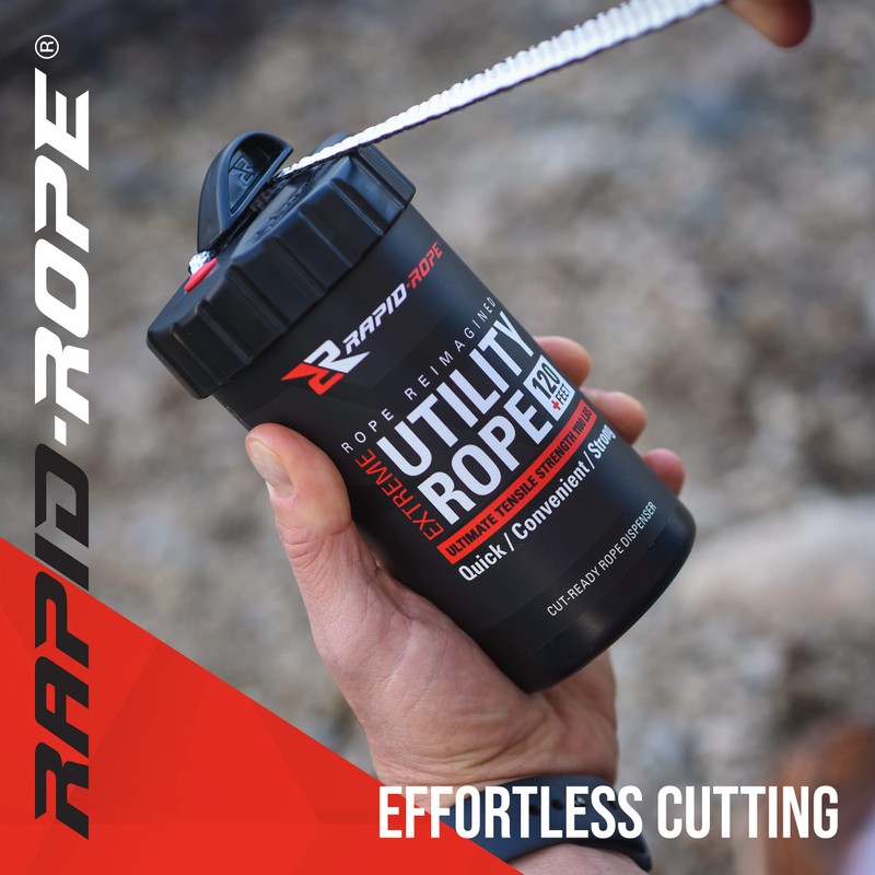 Rapid Rope Canister 120ft White Flat Tactical Paracord, Made in