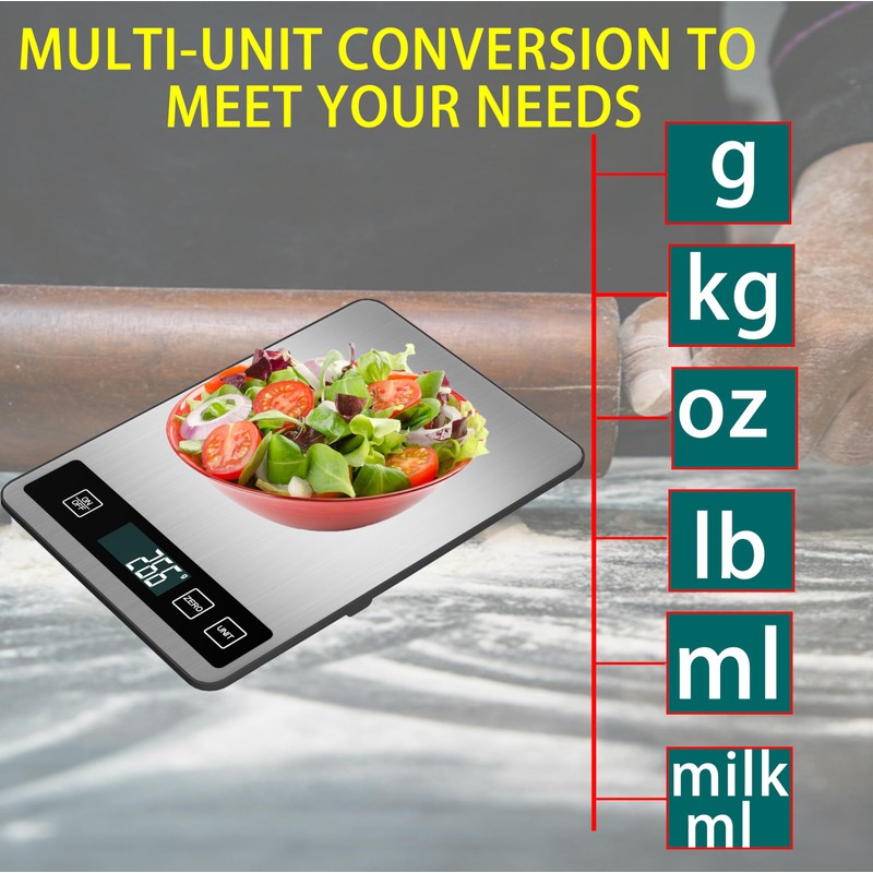 VITSOL 33lb/15kg Digital Kitchen Scale, Food Scale, High Capacity Weight