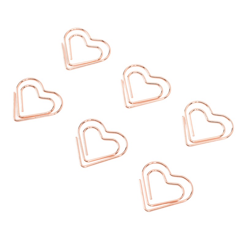100pcs Heart Shape Paper Clips Cute Metal Paper Clips Portable