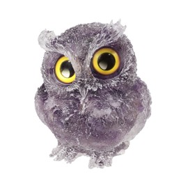 mookaitedecor 2.5 Inch Owl Amethyst Stone Crystal Figure, Hand Carved Statue Animals Night Owl Sculpture Crystal Stone Ornament for Desktop Office Home Decoration