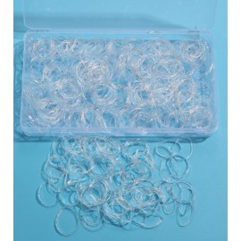 DERICOR Elastische Haarbänder, Haargummis mit Box, Gummibänder für Zöpfe, elastische Pferdeschwanz-Halter (transparent, 300 Stück)