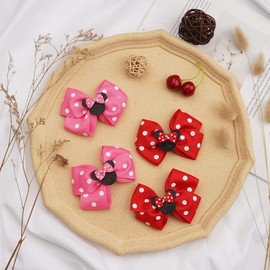 Ayesha 8pcs Mouse Ears Bow Clips for Toddler Girls Mouse Hair Bows Hair Clips Polka Dot Bows for Birthday Parties Themed Parks
