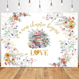 Wildflower Bridal Shower Backdrop, A New Chapter Begins Banner 7x5ft