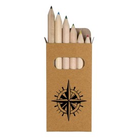 Azeeda 6 x 'Helm & Compass' Short 85mm Pencils/Coloured Pencil Set (PE00065654)