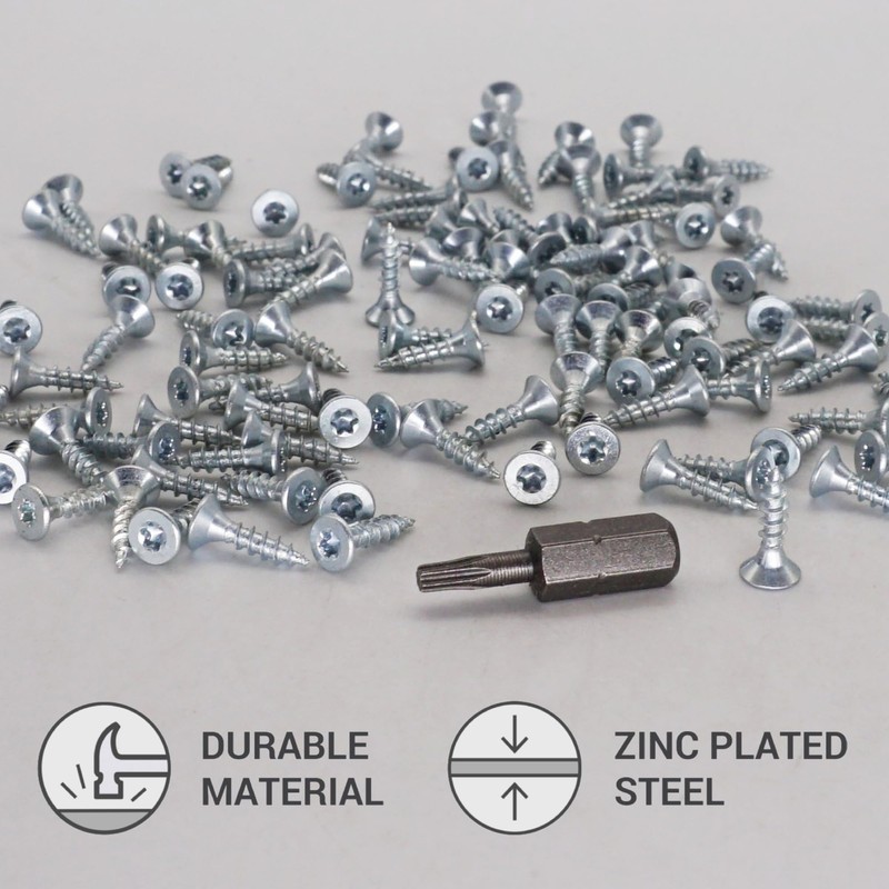 SKIR'CO (300 pcs) Zinc Plated Steel Wood Screws 3.0 x