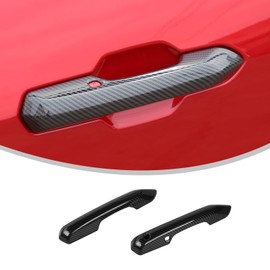 Linskip Exterior Door Handle Covers Compatible with Ford Mustang 2024 2025 2026+, Door Handle Protector for Mustang Exterior Accessories Carbon Fiber Black