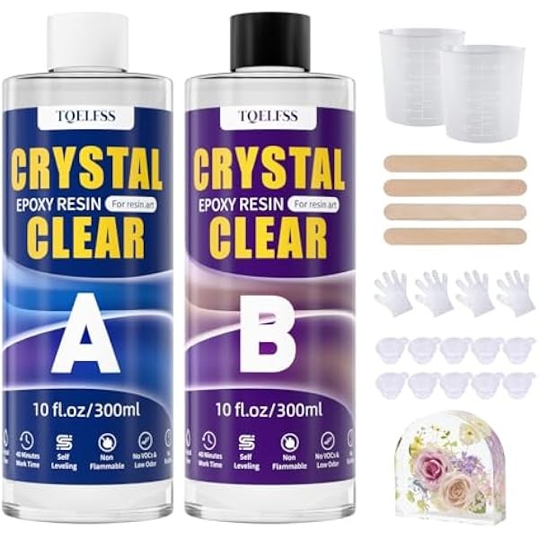 TQELFSS Epoxy Resin 20 OZ, Crystal Clear Epoxy Resin Kit,