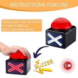 BUYVIKAY Game Answer Buzzer with Sound Game Show Buzzer Game Buzzer with Lights and Quiz Got Talent Buzzer Family Feud Game with Buzzer Buzzer for Classroom (Pack of 2)