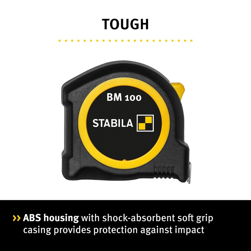 STABILA BM 100 Pocket Tape Measure 8 m Metric Scale