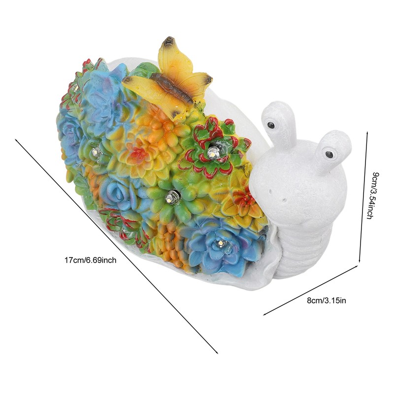 Solar Snail Statue Waterproof Cute Snail Figurine Succulents Garden Ornament