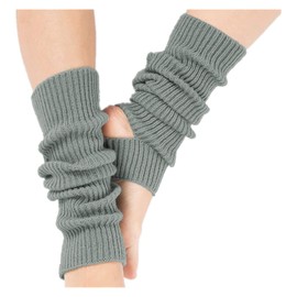 Women Yoga Socks Knitted Long Sports Leg Warmers Gym Fitness Dance Female Girls Daily Wear Workout Keep Warm Latin Dance, blue / grey