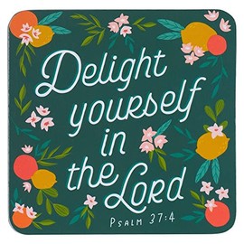 Christian Art Gifts Inspirational Refrigerator Scripture Magnet for Women & Girls with Bible Verse: Delight Yourself - Psalm 37:4 Fruity Floral Themed, Home & Kitchen Decorations, Size 2.8" x 2.8"