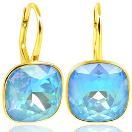 Nobel Schmuck women's golden crystal short earrings with stone