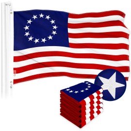 UD_G128 5 Pack: Betsy Ross Flag  1x1.5 Ft  ToughWeave Series Embroidered 300D Polyester  Historical Flag, Embroidered Design, In