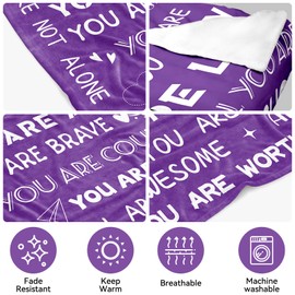 Codazz Gifts for Women,Get Well Blanket,Inspirational Gifts for Her Him,Feel Better After Surgery Gifts,Healing Blanket for Women 50"x60"Purple Best Birthday Graduate Gift Ideas