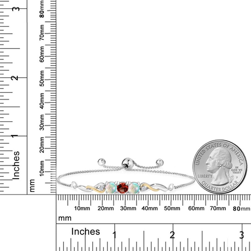 925 Sterling Silver and 10K Yellow Gold Red Garnet White