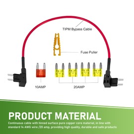 Sumjig 1 PC Auto TIPM Fuse Adapter Bracket Kit, 14AWG Wire/20A Bypass Cable + Fuse Adapter + Fuse Puller, Replacement Modification Accessories, Compatible with Dodge Ram 1500 2500 (Multicolored)