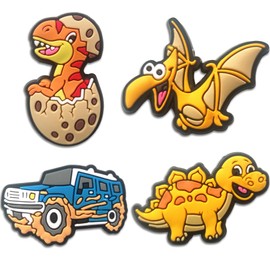 Car & Dinosaur Shoe Charms for Boys, 24 PCS Dino & Truck Shoe Decoration Pins for Clog, Cute Shoe Accessories for Kids Party Favor Gifts