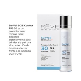 Reve Dermatologique | SunVeil SOIE Couleur FPS 30 - Protector Solar Mineral - textura sedorsa – matificador Evaluada clínicamente - 50 ml