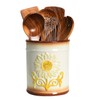 Bicuzat Ceramic Sunflower Embossed Pattern Kitchen Utensil Holder, Large Cooking