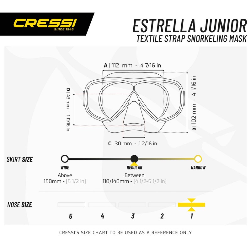 Cressi Estrella Jr - Diving and Snorkelling Mask, Transparent/Aquamarine, One