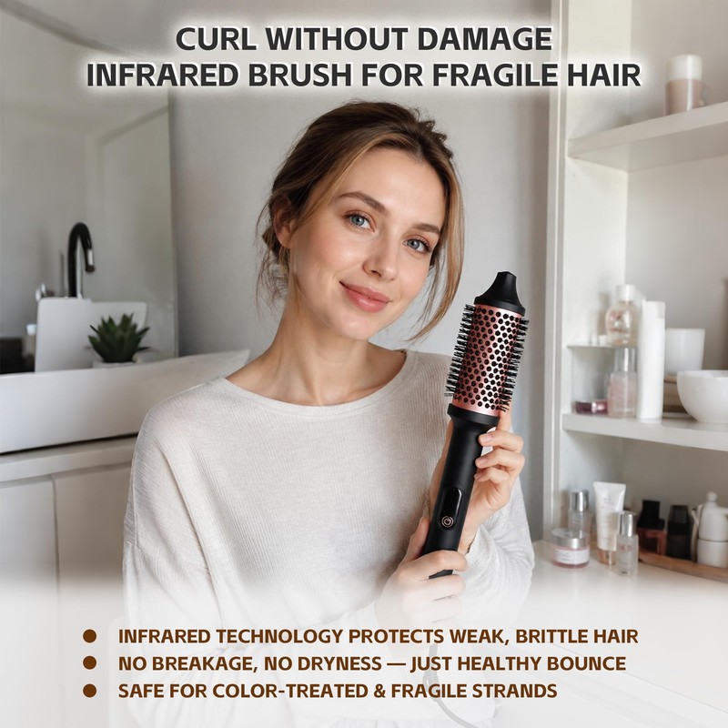 1.75" Infrared Thermal Round Brush, Anti-Frizz Curling Iron