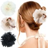 inSowni 3 Pieces Big Tulle Flower Hair Claws Floral Plastic