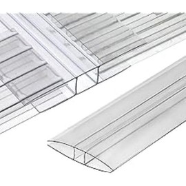 PACK of 2 H CONNECTOR CLEAR 72'' LONG 10mm 3/8 thickness for LEXAN - POLYCARBONATE TWINWALL SHEETS/BILLION RESOURCES