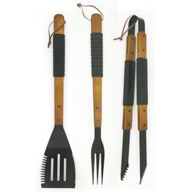 Mr Bar B Q 02162XNST 3-Piece Sure Grip Spatula, Tongs and Fork