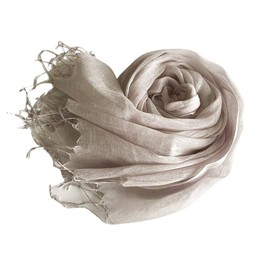 Prettystern Linen Plain Colour Unisex Summer Fringe Scarf, T117 Light Grey