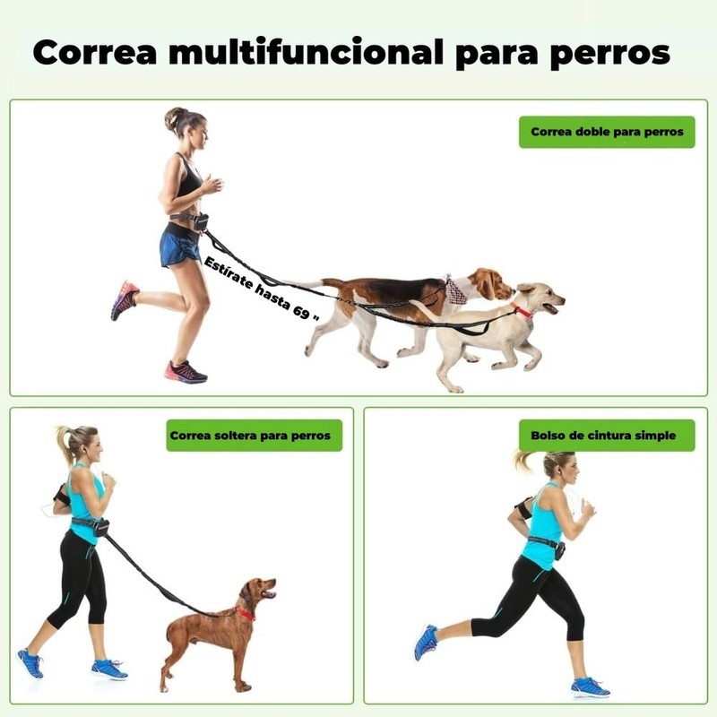 MIYIHA Correa de Perro para Correr sin Manos de Doble