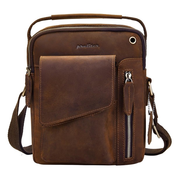 PRELITER leather Sling Bag for Men Small Messenger Bag for