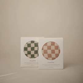 mushie Extra Soft Muslin Fitted Changing Pad Cover (Olive Check)