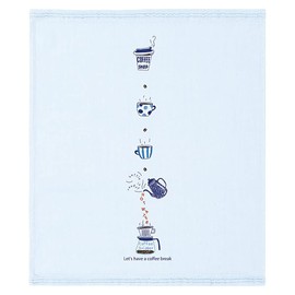 Kontex Imabari Towel, Hand Towel, Towel Handkerchief, Fugoyomi, Hagoromo Gauze, Cafe Time, Blue, Approx. 13.0 x 15.0 inches (33 x 38 cm)