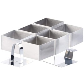 Rosenstein & Söhne 6 dessert / food rings, 8 x 8 x 5 cm, square, with lifter and masher