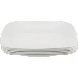 Corelle Vitrelle 6-Piece Salad Plates Set, Triple Layer Glass and Chip Resistant, Lightweight Square 9-Inch Plates, White