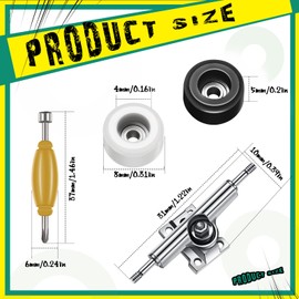 16 Pcs Standard Fingerboard Tool Set CNC Lathed Fingerboard Bearing Wheels Nut Driver Fingerboard Screwdriver for 34 mm Skateboard Trucks (Black and White)